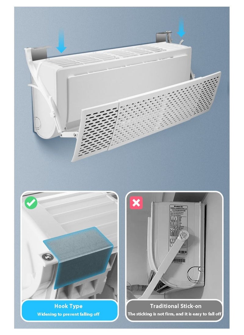 Lommyka - Adjustable Split Air Conditioner Deflector Retractable AC Air Flow Deflector Built-In Air Conditioner Filter Cotton Can Filter Dust And Fine Particles And Remove Odor And Formaldehyde Length 120 CM - Image 1