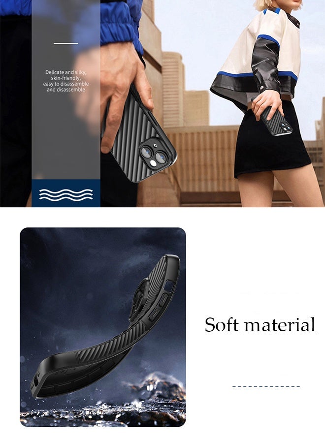 DUNISO جراب هاتف iPhone 14 Pro Max مقاس 6.7 بوصة مبطن بطبقة من الفرو الناعم مع عدسة واقية مضادة للسقوط ومضادة لبصمات الأصابع وشحن لاسلكي مع حامل هاتف لهاتف Apple 14 ProMax 5G، جراب أسود - Image 3