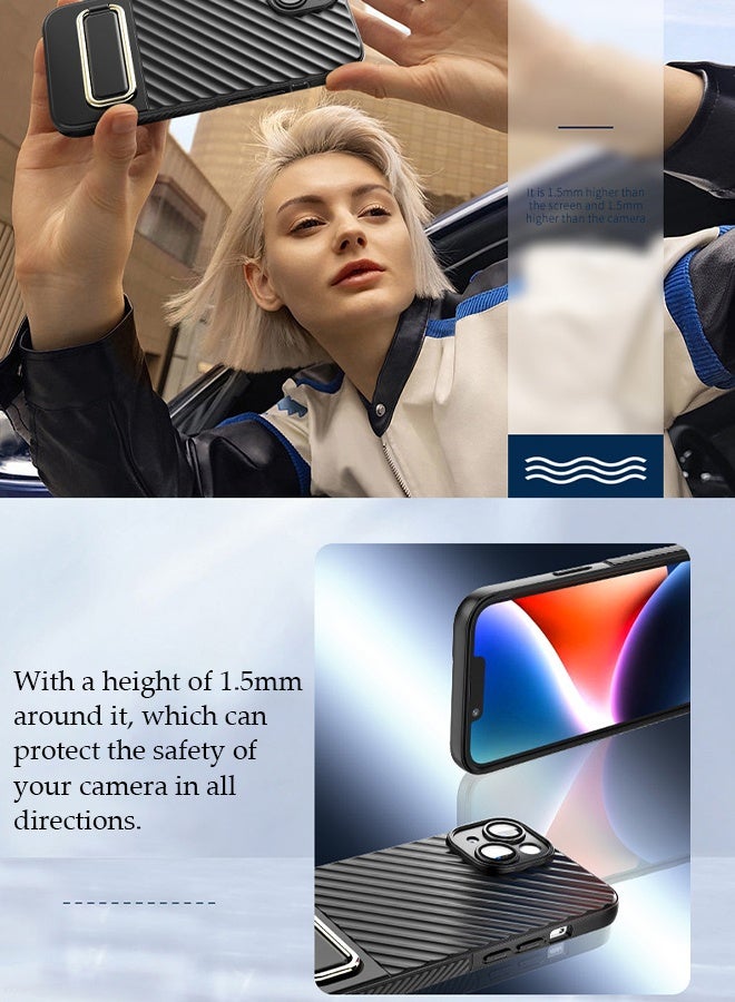 DUNISO جراب هاتف iPhone 14 Pro Max مقاس 6.7 بوصة مبطن بطبقة من الفرو الناعم مع عدسة واقية مضادة للسقوط ومضادة لبصمات الأصابع وشحن لاسلكي مع حامل هاتف لهاتف Apple 14 ProMax 5G، جراب أسود - Image 4