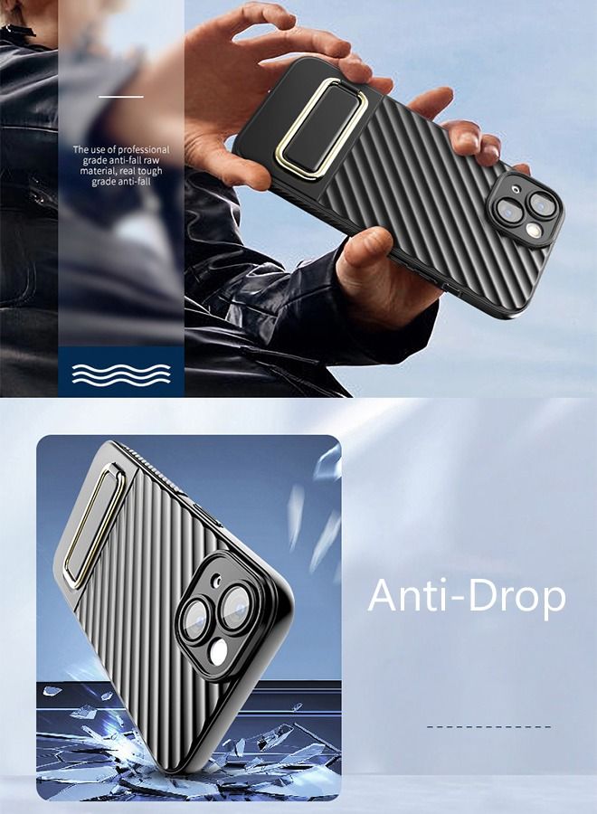 DUNISO iPhone 14 Pro Max Phone Case 6.7" Softable Flock Lining Protective Lens Anti-fall Anti-fingerprint Wireless Charge Phone Cover With Phone Holder for Apple 14 ProMax 5G Phone case Black - Image 2