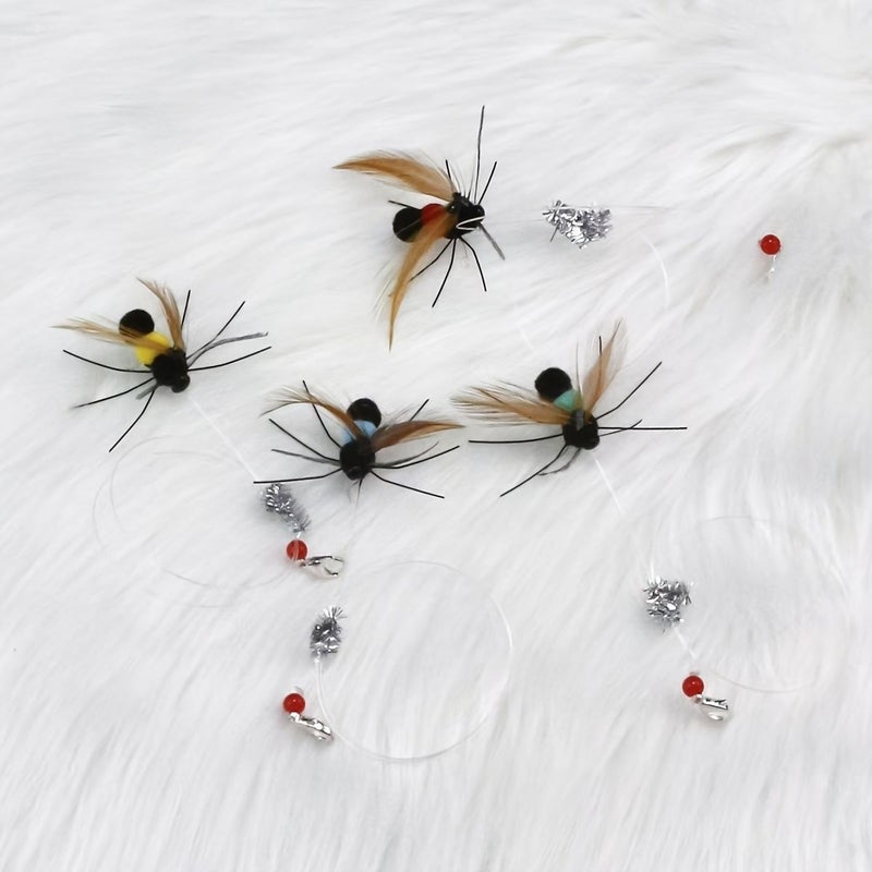 New Pet Toy Simulation Insect Feather Replacement Head Bell Cat Toy Small Flying Insect Butterfly Teasing Cat Stick Rod Cat Teaser With 6 Replacement Heads Without Battery - Image 5
