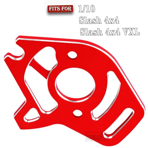 hopsupRC RC Motor Mount Upgrades Part for 1/10 Slash 4x4/Slash 4x4 VXL,Aluminum Motor Plate Hops Up,Red - Image 2
