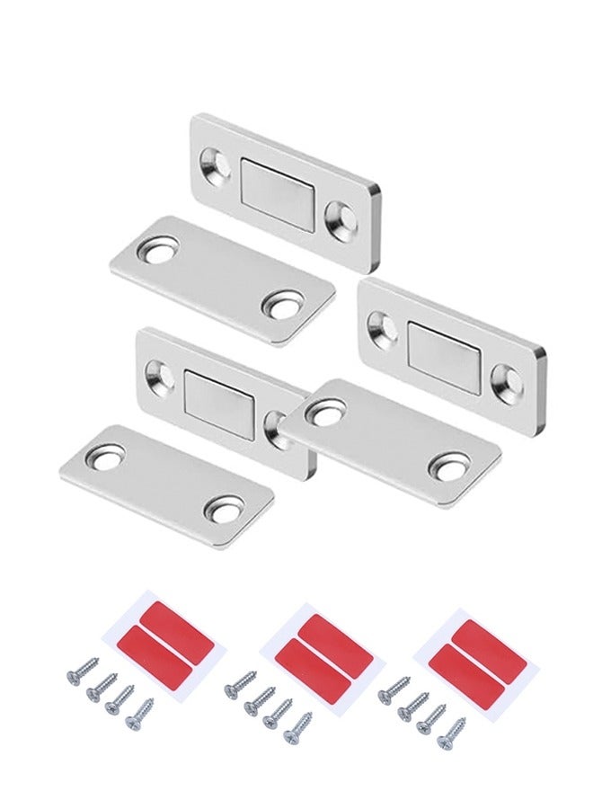 3Pcs Mousike Magnetic Door Catch Ultra Thin Cabinet Magnets Stainless Steel Drawer Magnet Catch Perforated Invisible Cabinet Door Magnetic Suction for Sliding Door Kitchen Cabinet Closet Closer  - Image 1