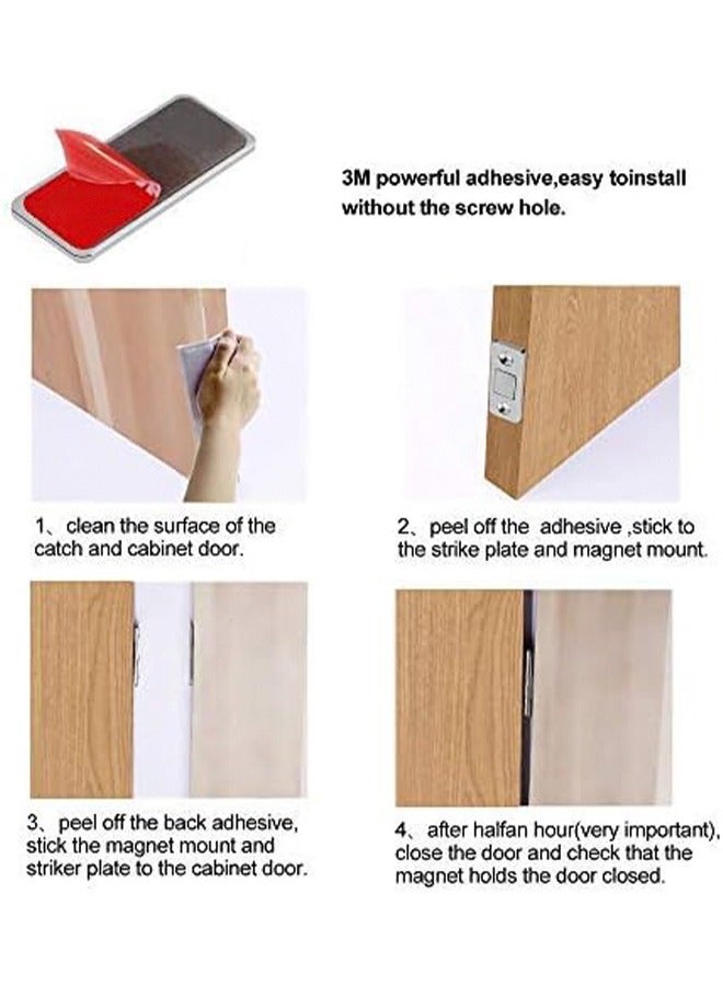 3Pcs Mousike Magnetic Door Catch Ultra Thin Cabinet Magnets Stainless Steel Drawer Magnet Catch Perforated Invisible Cabinet Door Magnetic Suction for Sliding Door Kitchen Cabinet Closet Closer