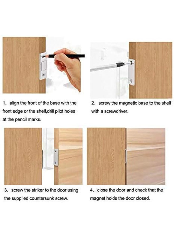 3Pcs Mousike Magnetic Door Catch Ultra Thin Cabinet Magnets Stainless Steel Drawer Magnet Catch Perforated Invisible Cabinet Door Magnetic Suction for Sliding Door Kitchen Cabinet Closet Closer