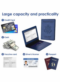 Excefore Passport Card Holder, PU Leather Passport Holder with Vaccine Card Slot, Waterproof, Passport Cover Case Protector for Women Men  - Image 4