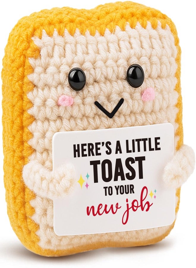 MAMAGIFTREE New Job Gift for Coworker - Crochet Toast Congratulations Present for Promotion, Farewell, Going Away - Cute Office Desk Decor Accessory for Men, Women, Friend - Image 1