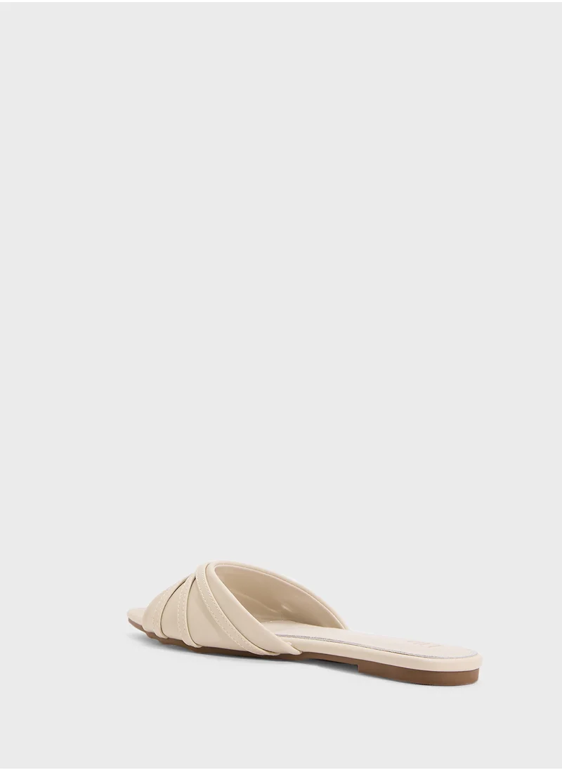 ELLA Pointed Flat Sandal With Buckle Detail