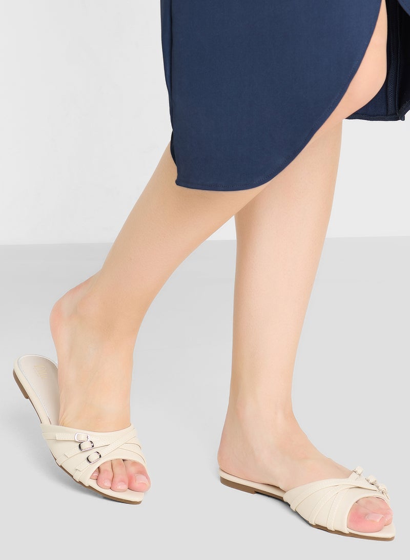 ELLA Pointed Flat Sandal With Buckle Detail  - Image 5
