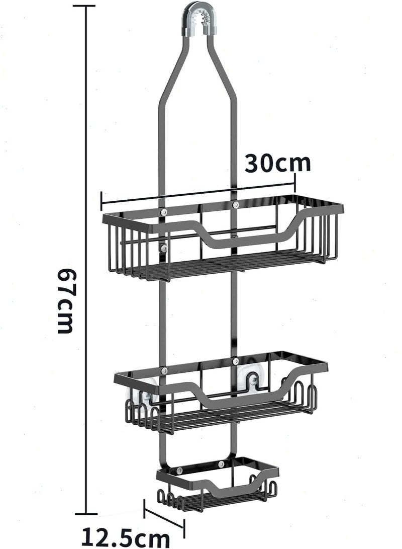 Yoawllty Stainless Steel Shower Caddy - Hanging Shower Organizer Over Shower Head, 3-Tier Rustproof Bathroom Caddy with Hooks, No Drill Shower Hanger for Shampoo, Towels - Image 3