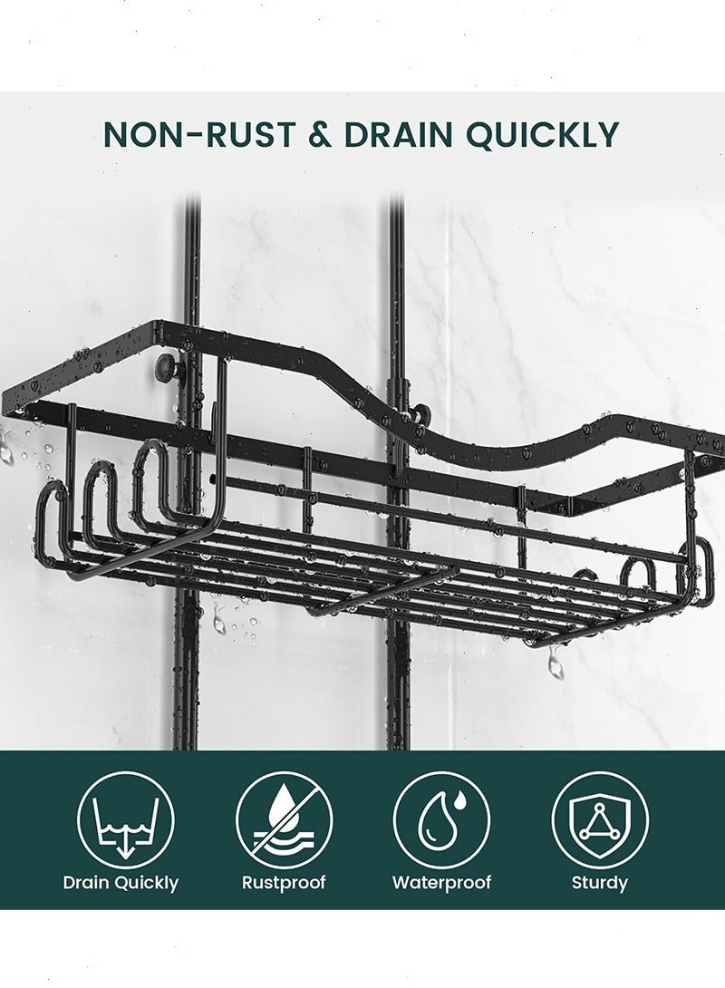 Yoawllty Stainless Steel Shower Caddy - Hanging Shower Organizer Over Shower Head, 3-Tier Rustproof Bathroom Caddy with Hooks, No Drill Shower Hanger for Shampoo, Towels - Image 5
