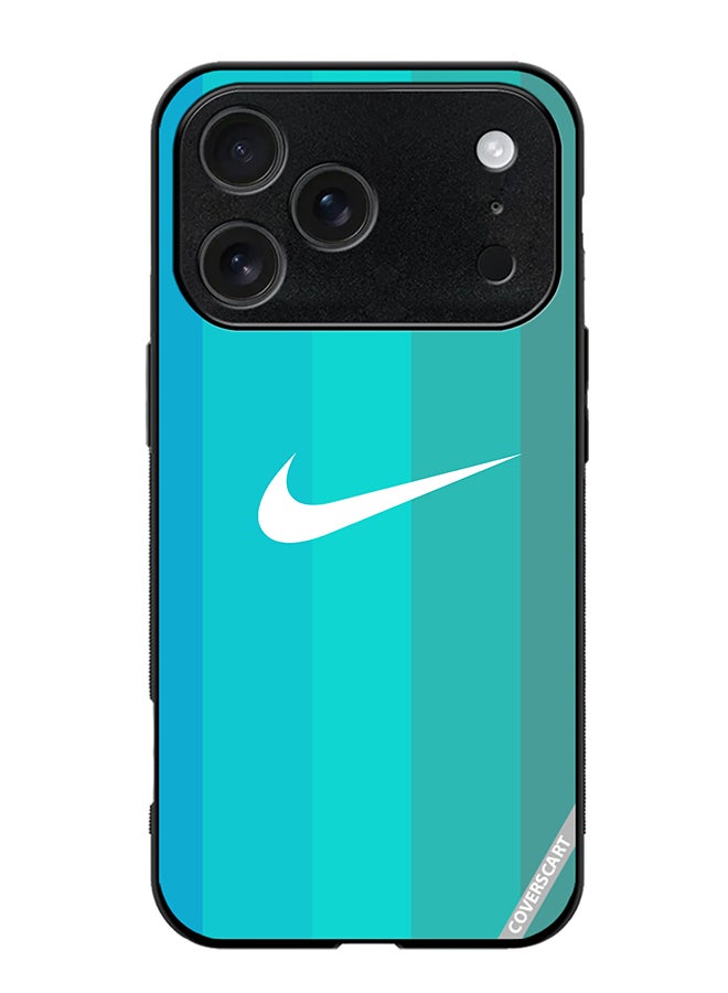 Protective Case Cover For Apple iPhone 17 Pro Max Nike Logo Turquois Design Multicolour