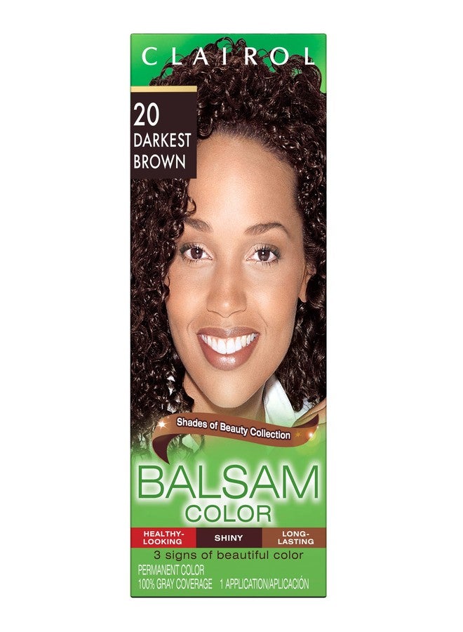 Clairol Balsam Permanent Hair Dye, 20 Darkest Brown Hair Color, Pack of 1