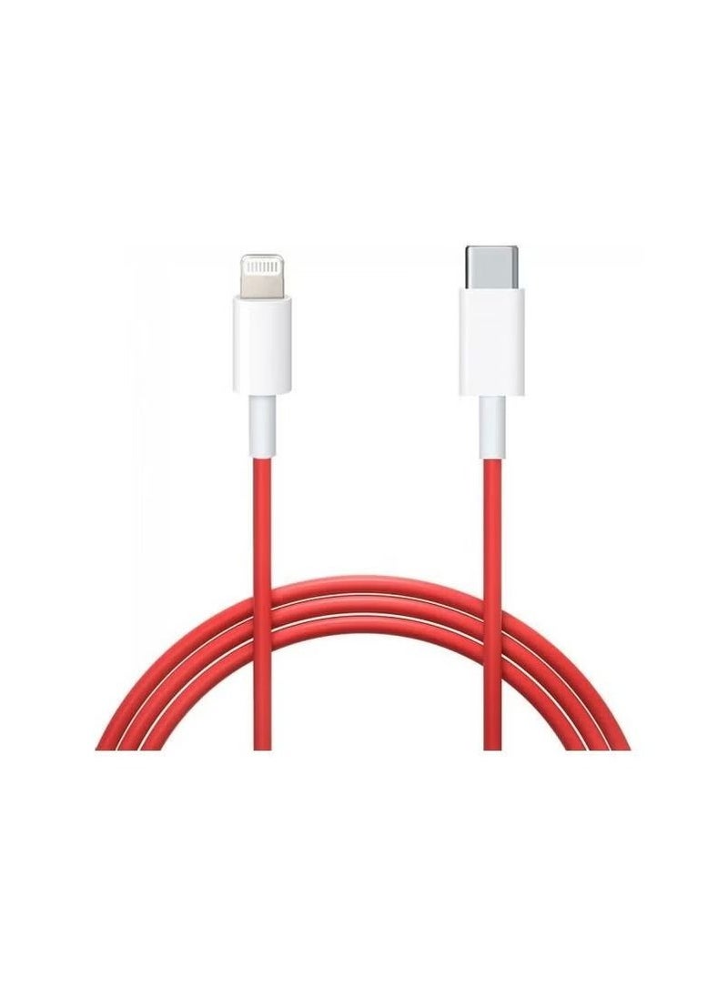 IAF - Lightning to USB 20W Fast Charge Data Cable Red/White - Image 1