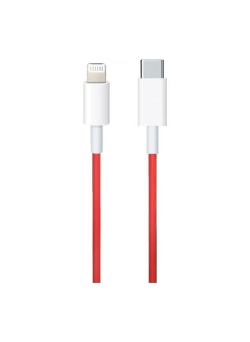 IAF - Lightning to USB 20W Fast Charge Data Cable Red/White - Image 1