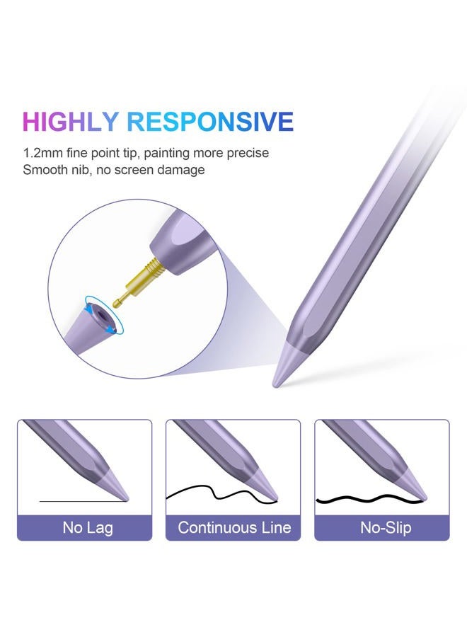 COO Stylus Pen for iPad 2018-2022 with Palm Rejection, Active Pencil for Apple iPad 10th/9th/8th/7th/6th Generation, iPad Pro 11/12.9 inch, iPad Air 5th/4th/3th Gen, iPad Mini 6th/5th Gen (Purple) - Image 4