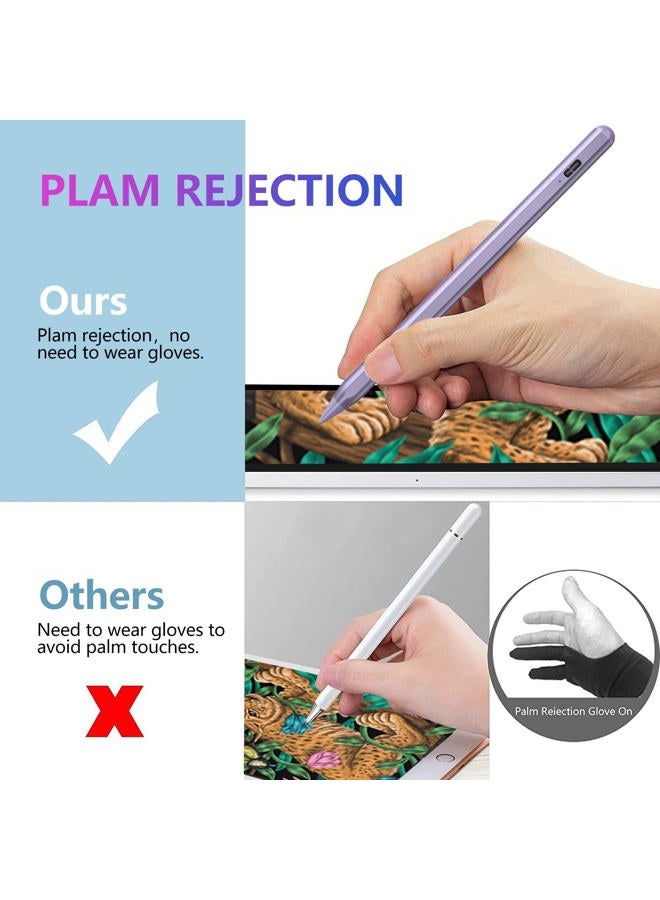 COO Stylus Pen for iPad 2018-2022 with Palm Rejection, Active Pencil for Apple iPad 10th/9th/8th/7th/6th Generation, iPad Pro 11/12.9 inch, iPad Air 5th/4th/3th Gen, iPad Mini 6th/5th Gen (Purple) - Image 3