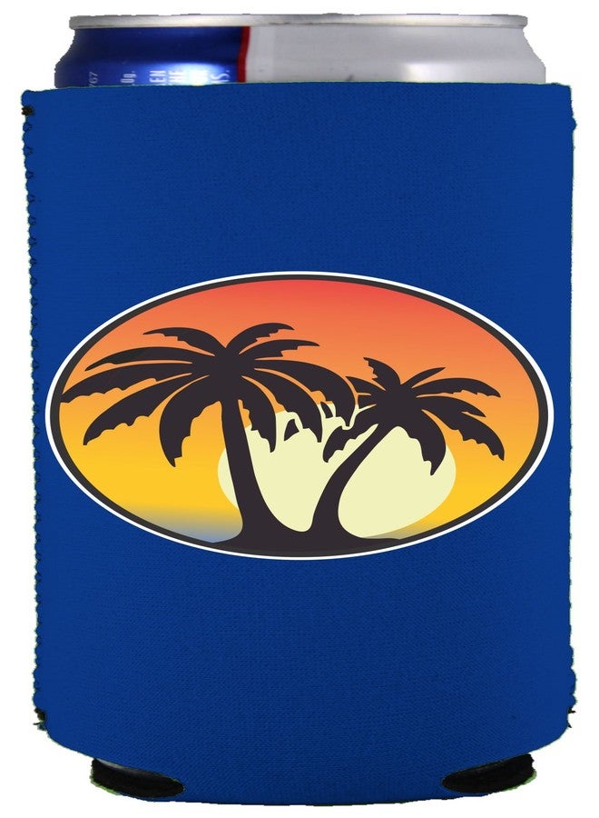 Coolie Junction Palm Tree Sunset Slim Can Coolie (Royal Blue) - Image 1