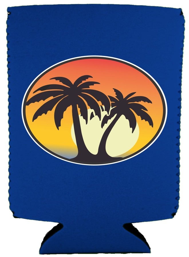 Coolie Junction Palm Tree Sunset Slim Can Coolie (Royal Blue) - Image 2