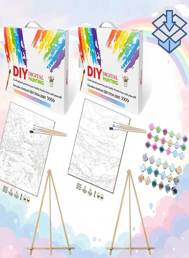BAISITE Paint by Numbers Kit for Adults Beginners,12" Wx16 L 2 Pack Canvas for Painting Kits for Adults in Colorful Box 1112 Already Framed - Image 3