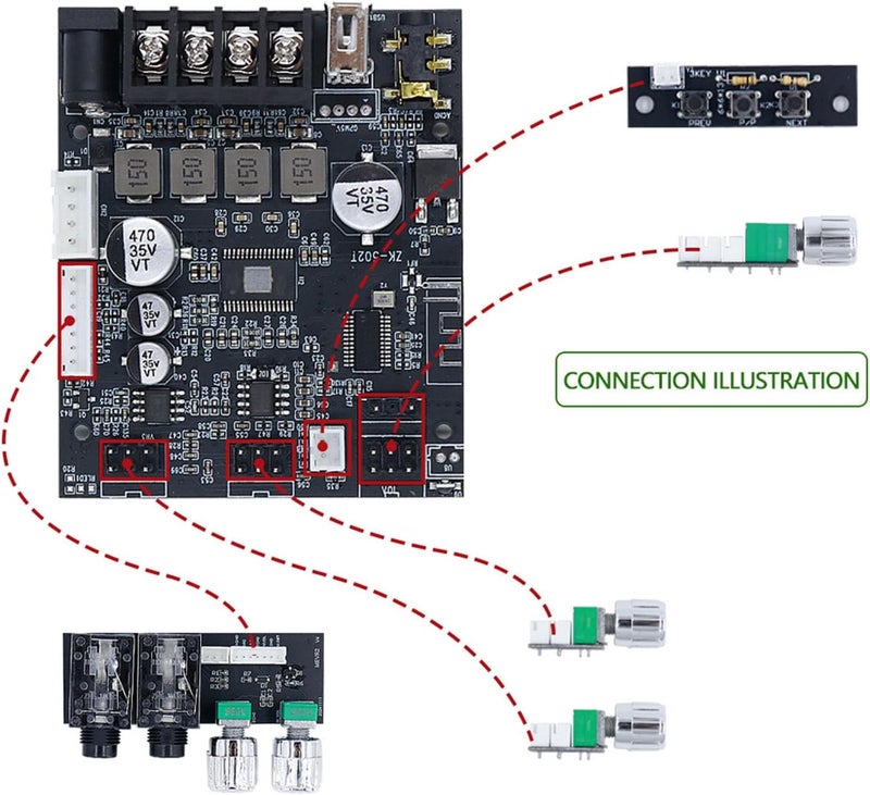 Luocute Bluetooth Amplifier Module, 2.1 Channel 50W Audio Power Amplifier Board with Treble and Bass Control, Bt Aux USB Mic Input, for Home Theater DIY Speakers - Image 4