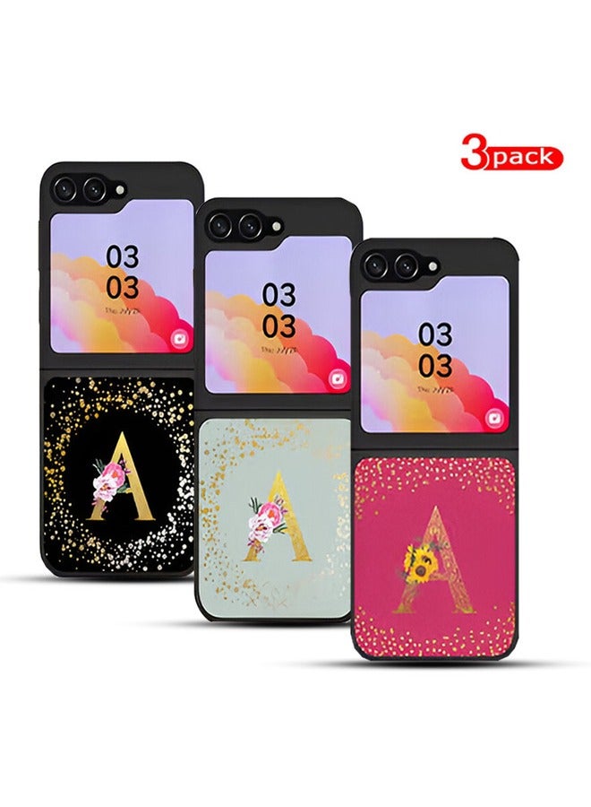 Rugged Black edge case for Samsung Galaxy Z Flip5, Slim fit Soft Case Flexible Rubber Edges Anti Drop TPU Gel Thin Cover (Pack of 3)