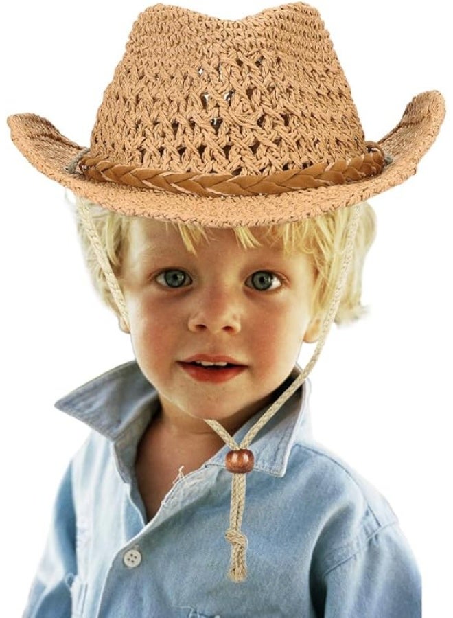 Kids Western Straw Cowboy Hat – Wide Brim Fedora Trilby Cap for Boys & Girls Ages 3–8 – Lightweight Sun Hat for Outdoor, Beach, Dress-Up or Rodeo Party – Stylish & Comfortable Summer Headwear - Image 5