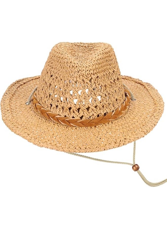 Kids Western Straw Cowboy Hat – Wide Brim Fedora Trilby Cap for Boys & Girls Ages 3–8 – Lightweight Sun Hat for Outdoor, Beach, Dress-Up or Rodeo Party – Stylish & Comfortable Summer Headwear - Image 4