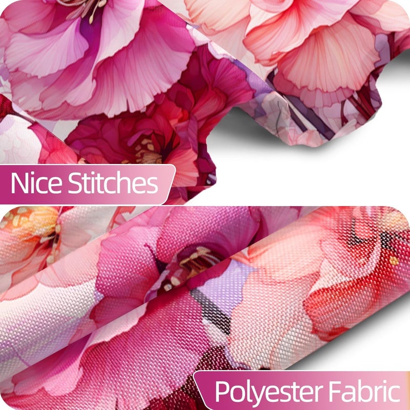 Uiiooazy Pink Shower Curtain for Bathroom Rose Pink Floral Shower Curtain Set with Hooks Abstract Purple Pink Flowers Bathtub Decor Waterproof Fabric Curtains 72x72inches - Image 5