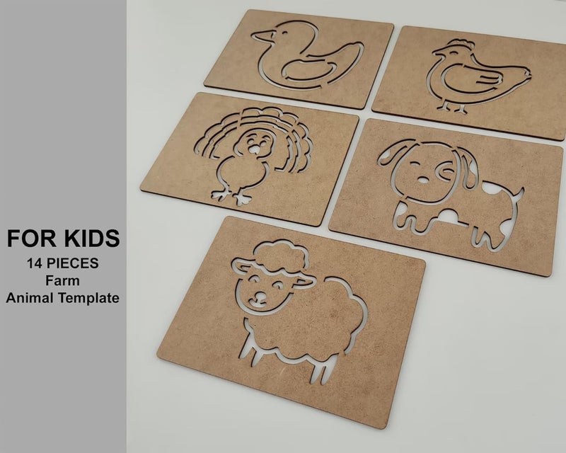 CLITHS Montessori Farm Animals Stencil Set - 14 Templates for Handwriting, Drawing, and Artistic Expression - Image 3