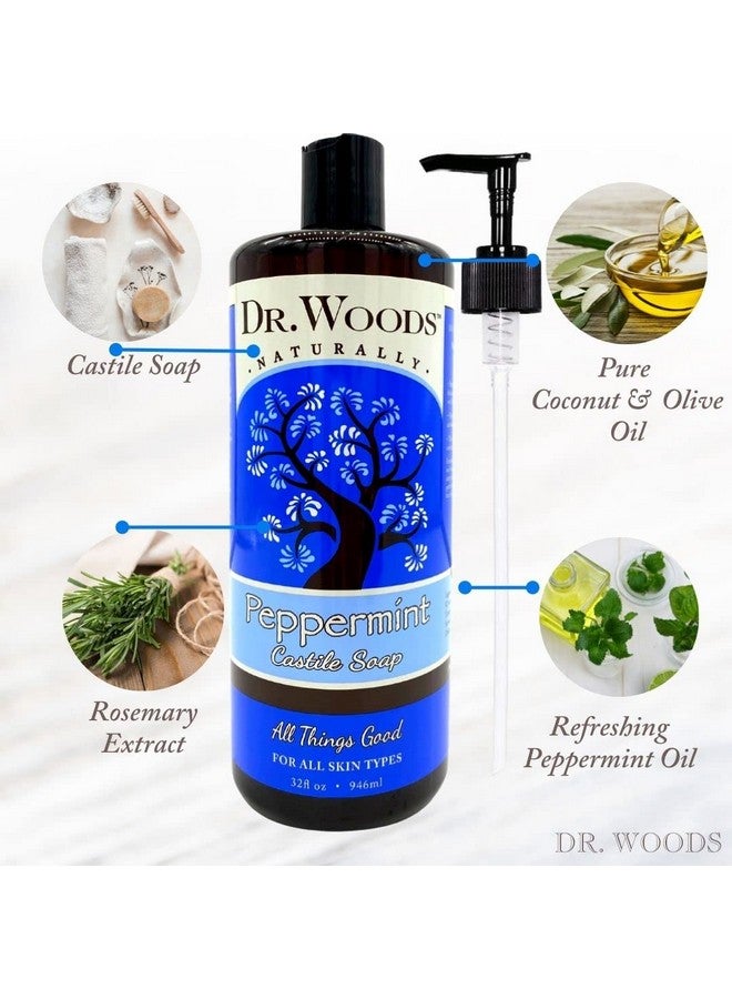 Dr. Woods Pure Peppermint Liquid Castile Soap With Pump 32 Ounce - Image 4