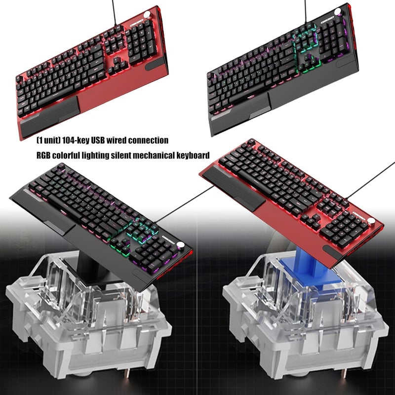 104 Key Code USB Mechanical Gaming Keyboard RGB Backlit N Rollover Switch Enhanced RGB Lighting Keyboard - Image 5
