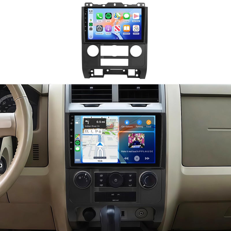 MAHVEC 4G+64G Car Radio Stereo for Ford Escape Kuga Mazda Tribute 2007-2012, 9" IPS Touch Screen/Android 15/Wireless CarPlay/Android Auto/DSP 32 EQ/GPS/WiFi/5.0Bluetooth/FM/RDS/SWC/AHD Backup Camera - Image 1
