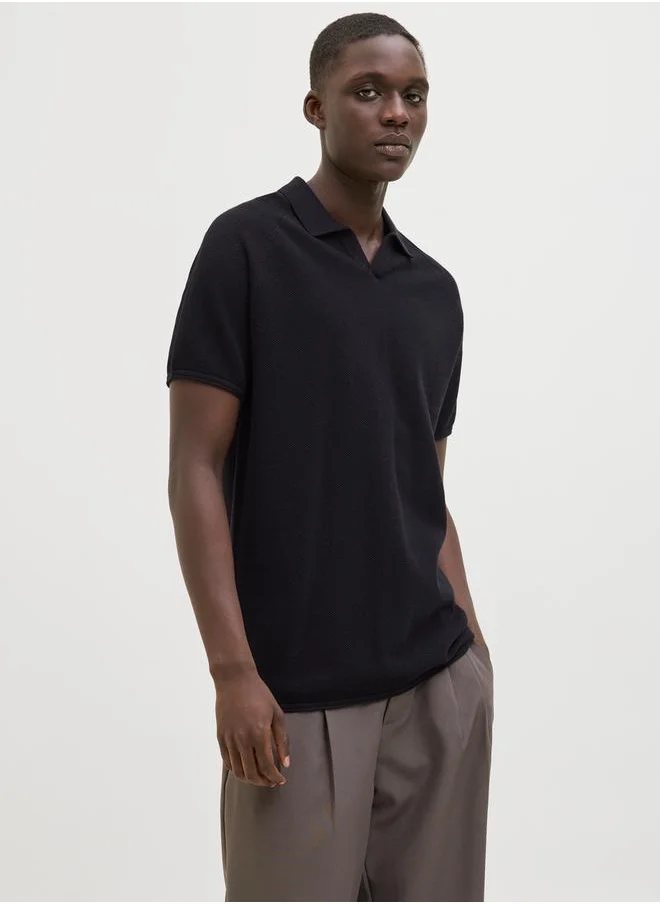 JACK & JONES Knitted Polo T-Shirt with Short Sleeve