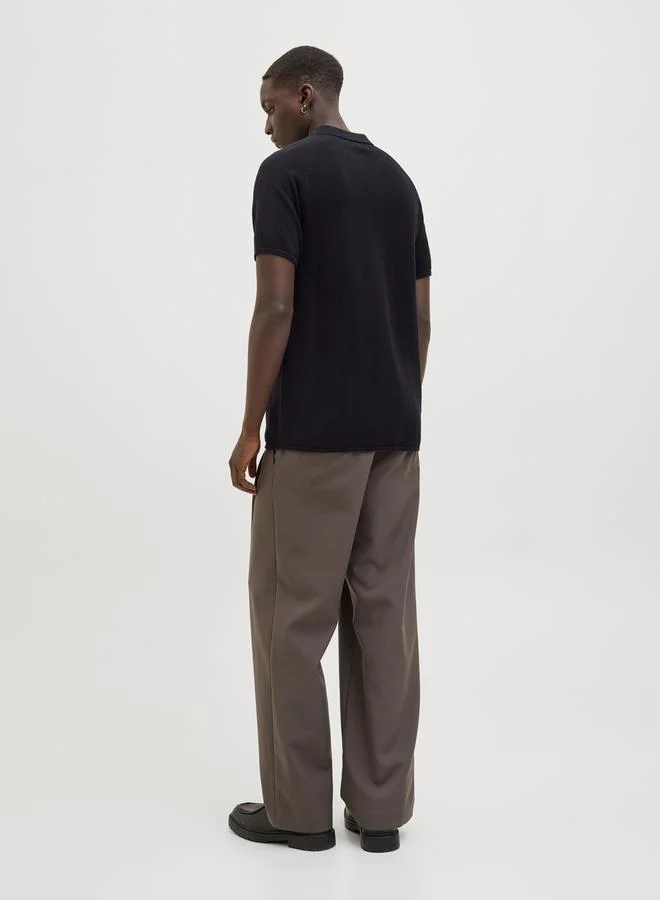 جاك اند جونز Knitted Polo T-Shirt with Short Sleeve