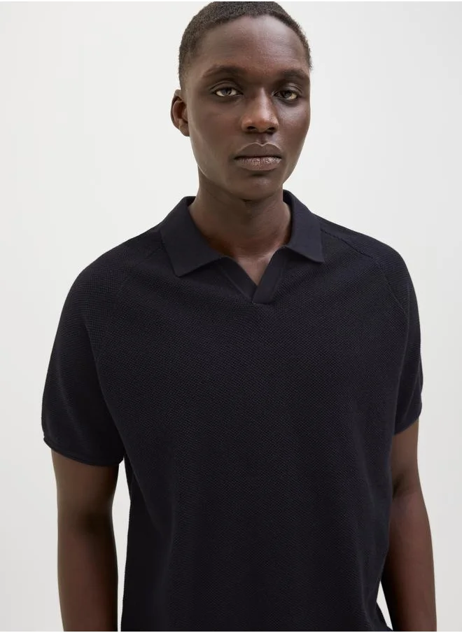 JACK & JONES Knitted Polo T-Shirt with Short Sleeve