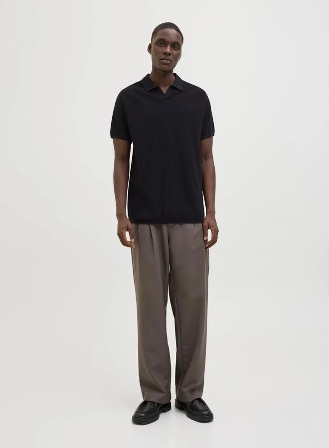 جاك اند جونز Knitted Polo T-Shirt with Short Sleeve