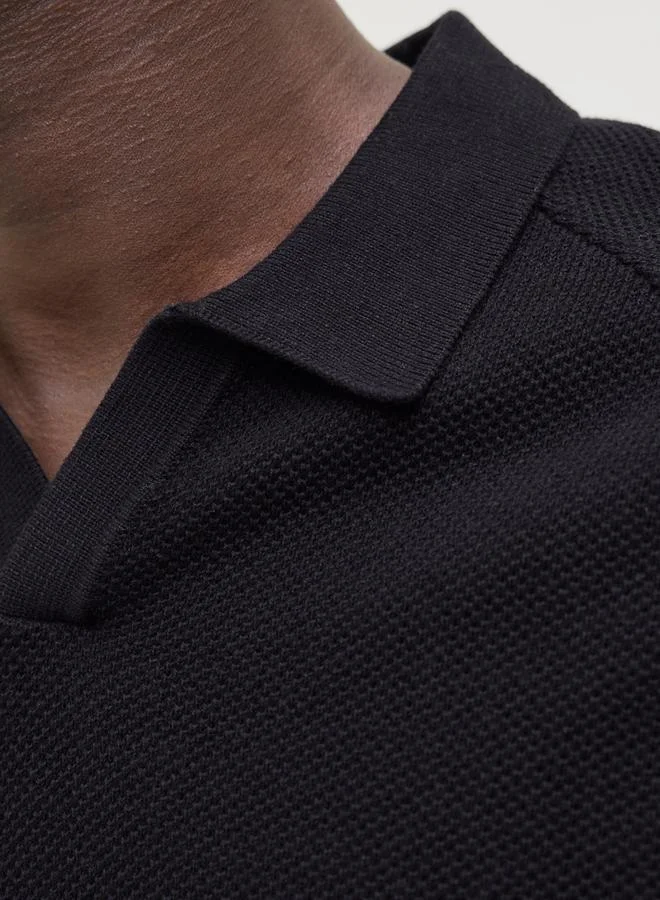 جاك اند جونز Knitted Polo T-Shirt with Short Sleeve
