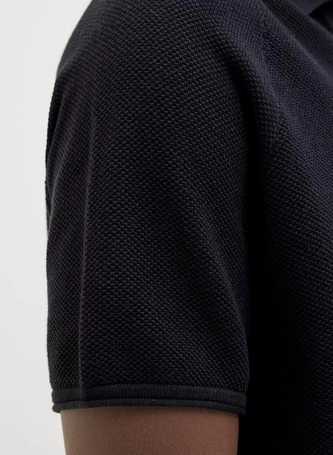 جاك اند جونز Knitted Polo T-Shirt with Short Sleeve