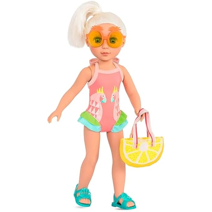 DOLL CLOTHES  SWIMSUIT OUTFIT  SUNGLASSES, TOTE BAG, SANDALS  BEACH ACCESSORIES  3 YEARS +  RAY OF LIGHT - Image 2
