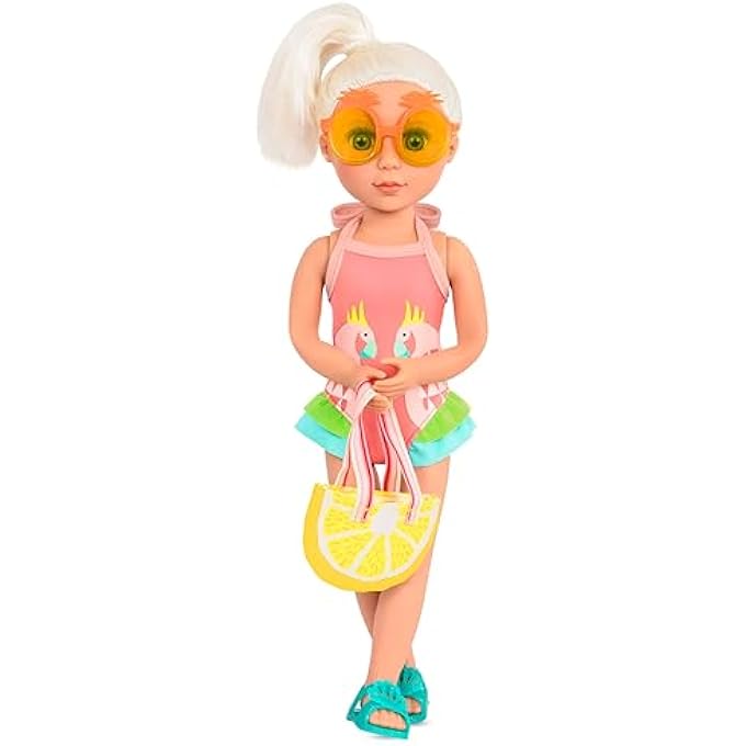 DOLL CLOTHES  SWIMSUIT OUTFIT  SUNGLASSES, TOTE BAG, SANDALS  BEACH ACCESSORIES  3 YEARS +  RAY OF LIGHT - Image 4