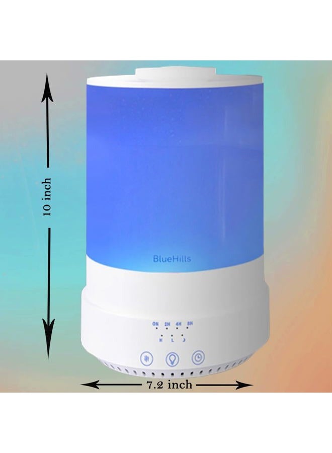 BlueHills 2500 مل XL موزع زيت عطري مرطب هواء مع مؤقت لتزيين المنزل الكبير غرف الأطفال النباتات سعة كبيرة 2.5 لتر سعة إضافية عالية رذاذ طويل مع أضواء بيضاء - F001 - Image 3