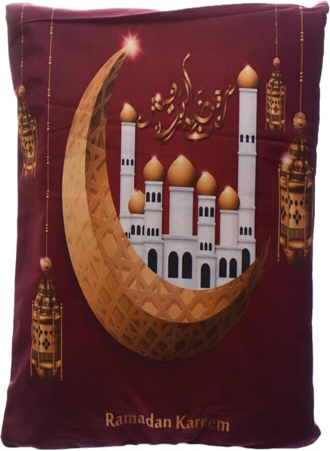 Generic Fabric Square Shaped Large Zipper Pillowcase Printed With Mosque And Lanterns Design Perfect For Ramadan Home Decor Set Of 2 Pieces - Multi Color