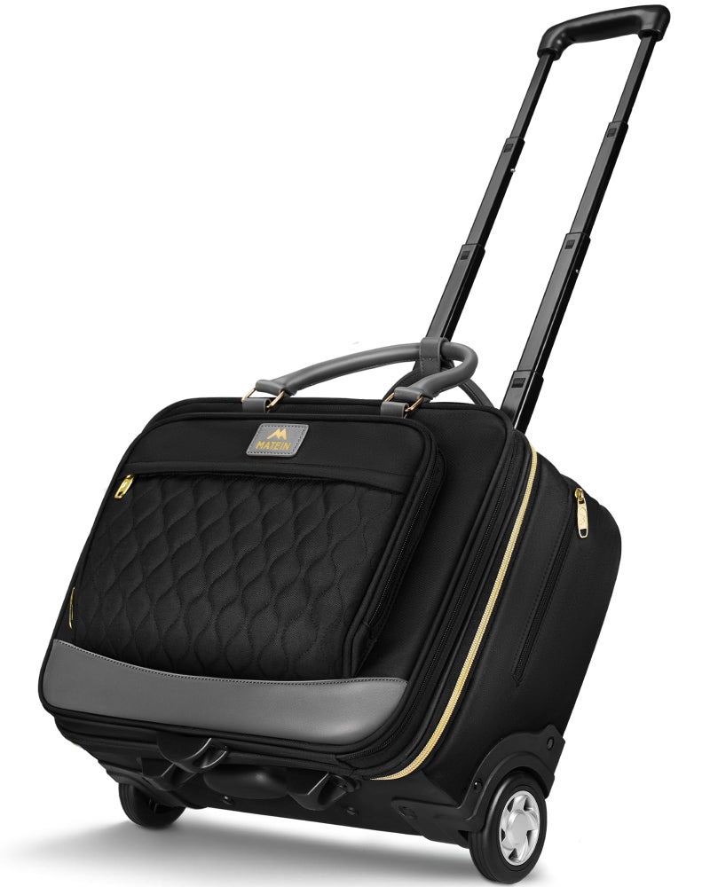 MATEIN Personal Item Rolling Briefcase with Large Wheels, Airline Approved Rolling Laptop Bag Women Men Roller Computer Bag 17.3 Inch, 18x14x8 Anti Theft Underseat Carry On Luggage for Travel Work - Image 1