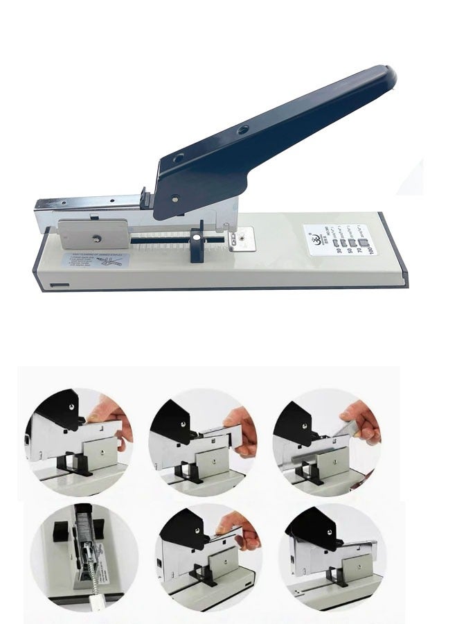Bukela Heavy Duty Stapler，Large size labor-saving stapler can staple 100 pages once a time (Grey)  - Image 1