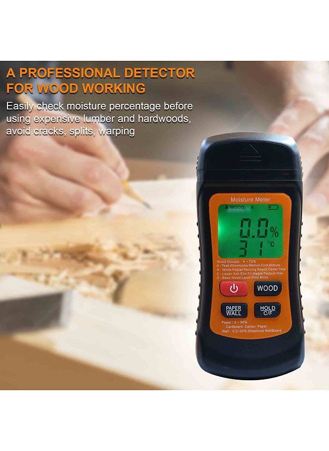Generic - Wood Moisture Meter Digital Moisture Detector Moisture Tester Damp Tester Dampness Meter Portable Hygrometer Thermometer for Wood Building Material Walls Paper - Image 1