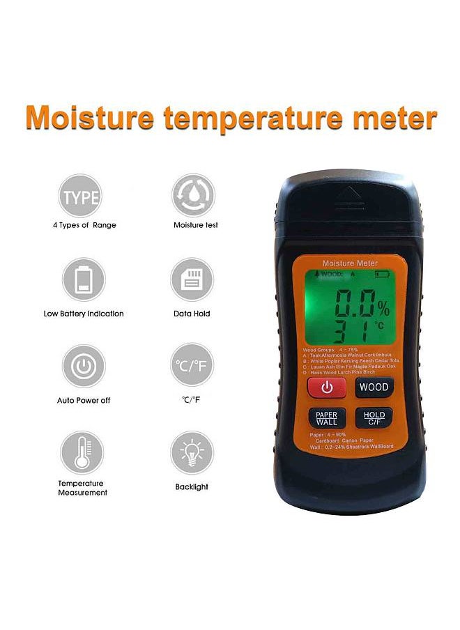 Generic - Wood Moisture Meter Digital Moisture Detector Moisture Tester Damp Tester Dampness Meter Portable Hygrometer Thermometer for Wood Building Material Walls Paper - Image 1