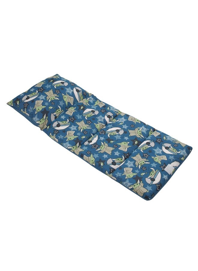 NoJo Star Wars The Child Cutest in The Galaxy Blue, Green and Gray Grogu, Hover Pod, and Stars Deluxe Easy Fold Toddler Nap Mat - Image 1