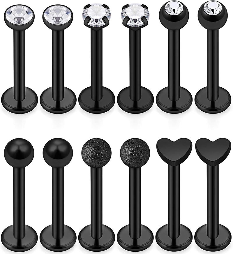 Lcolyoli 16G Tragus Studs Clear Diamond CZ Surgical Steel Cartilage Nail Earring Set - Image 1