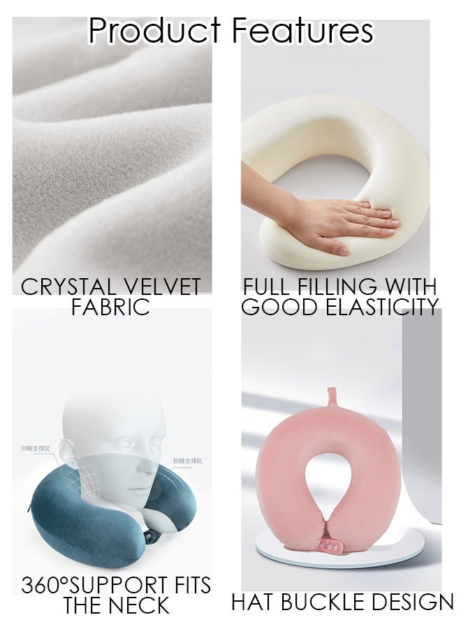 إسكدنيا Travel Neck Pillow, Memory Foam Neck Pillow Support Pillow, Sleeping Rest Cushion Ideal for Airplanes, Cars, and Home Recliners, Adjustable and Soft (Pink) - Image 5